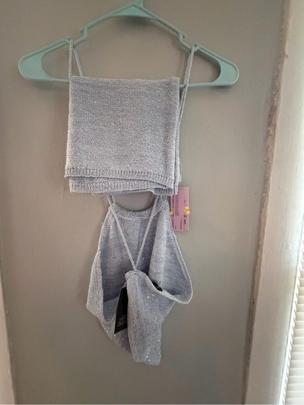 wild fable Silver Sparkle Backless Knit top and matching skirt size Xs